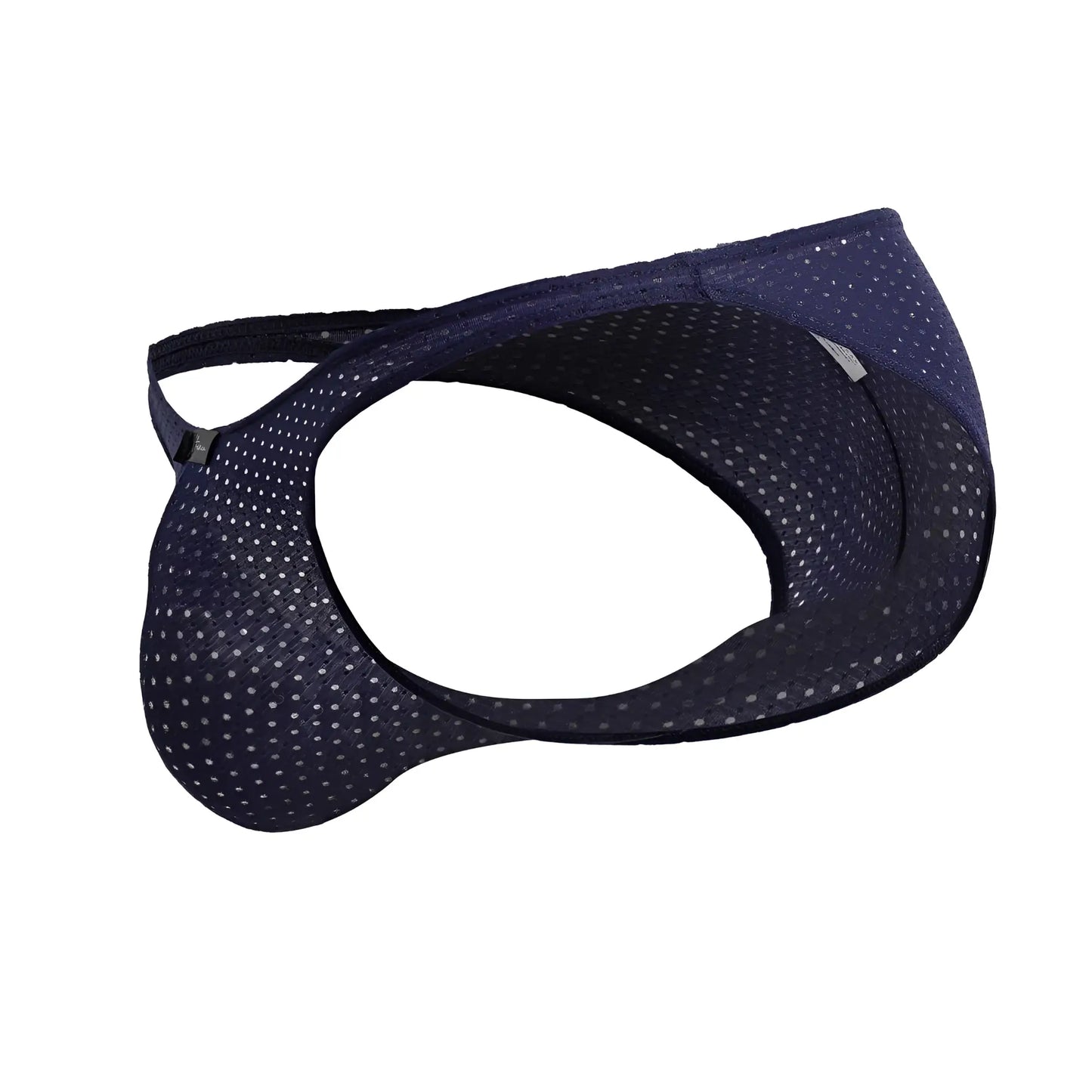 Navy blue mesh briefs with white polka dots and black elastic waistband xtremen 91215b microfiber bikini dark blue