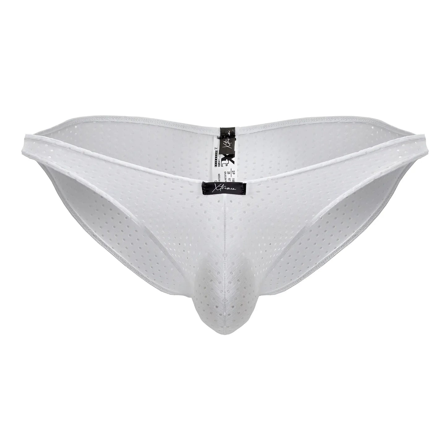 Xtremen 91215b microfiber bikini men’s white perforated mesh underwear with supportive contoured design