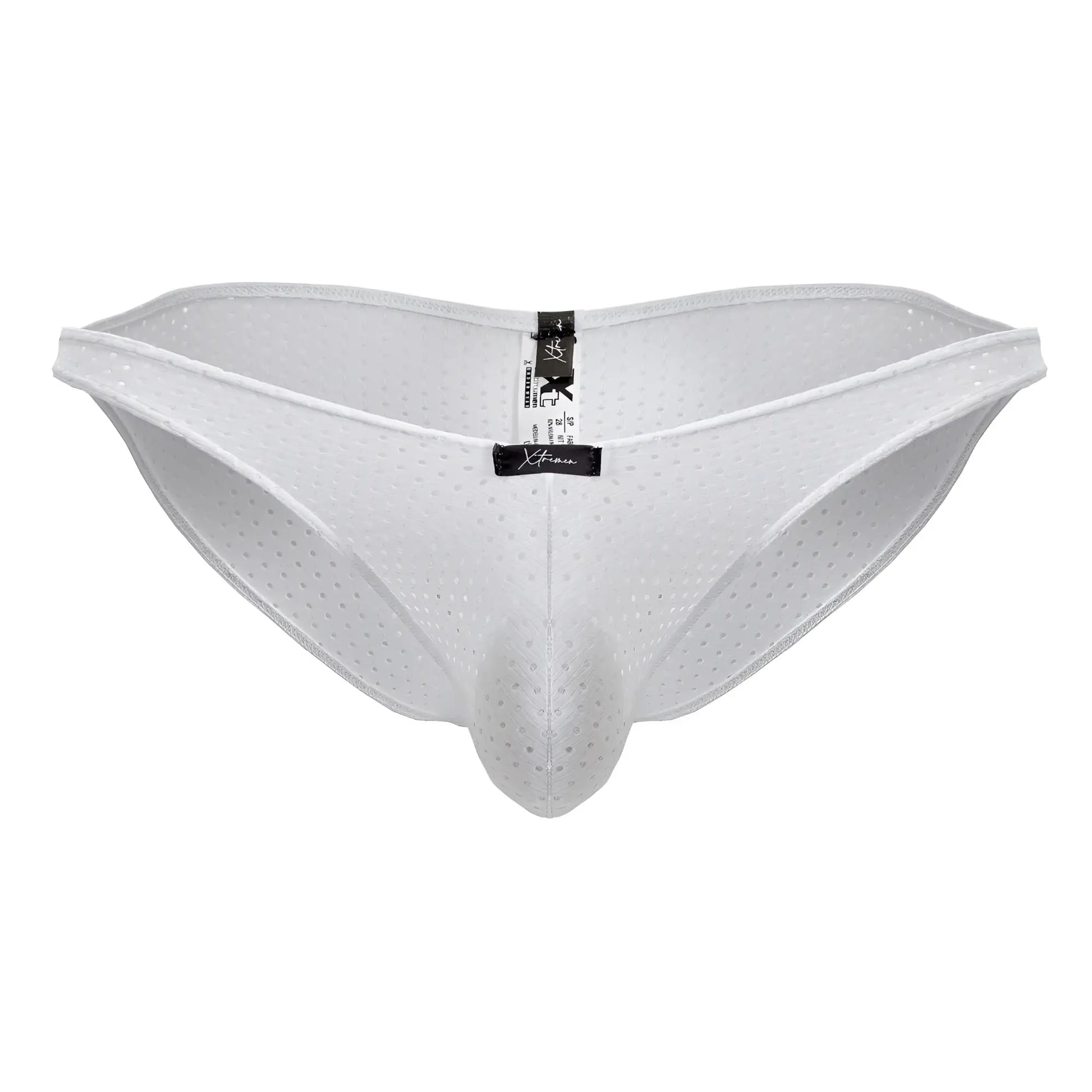 Xtremen 91215b microfiber bikini men’s white perforated mesh underwear with supportive contoured design