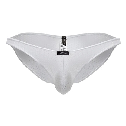 Xtremen 91215b microfiber bikini men’s white perforated mesh underwear with supportive contoured design