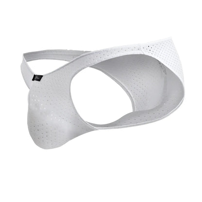 Xtremen 91215b microfiber bikini briefs in white with a sleek form-fitting design and perforated mesh material