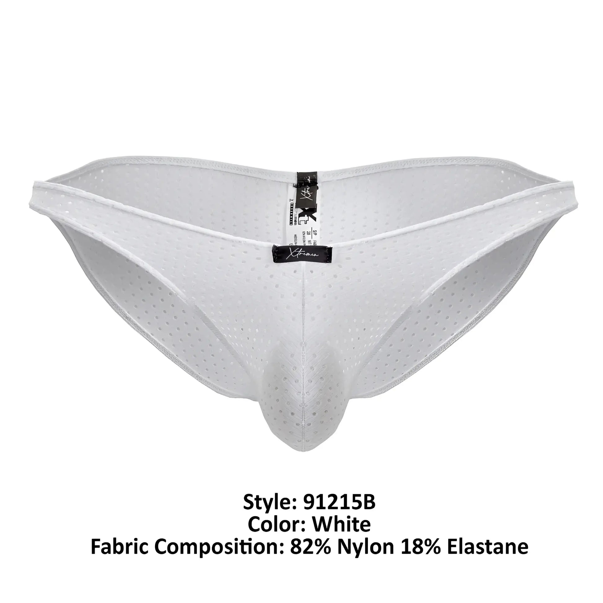 Xtremen 91215b microfiber bikini in white perforated nylon and elastane with a supportive contoured design