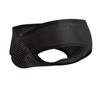 Xtremen 91216B microfiber black mesh athletic briefs with breathable perforated design and elastic waistband