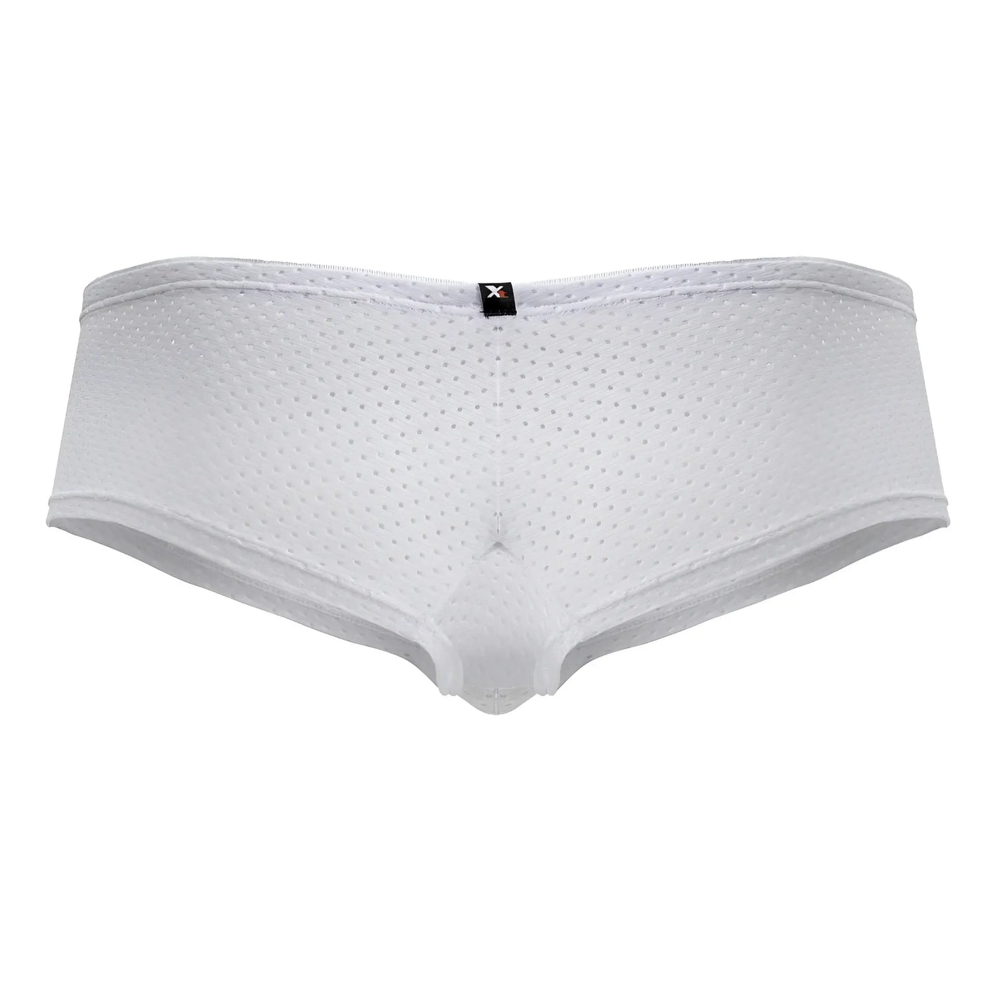 White xtremen 91216b microfiber trunks with subtle perforated texture mesh briefs and a black brand tag at waistband