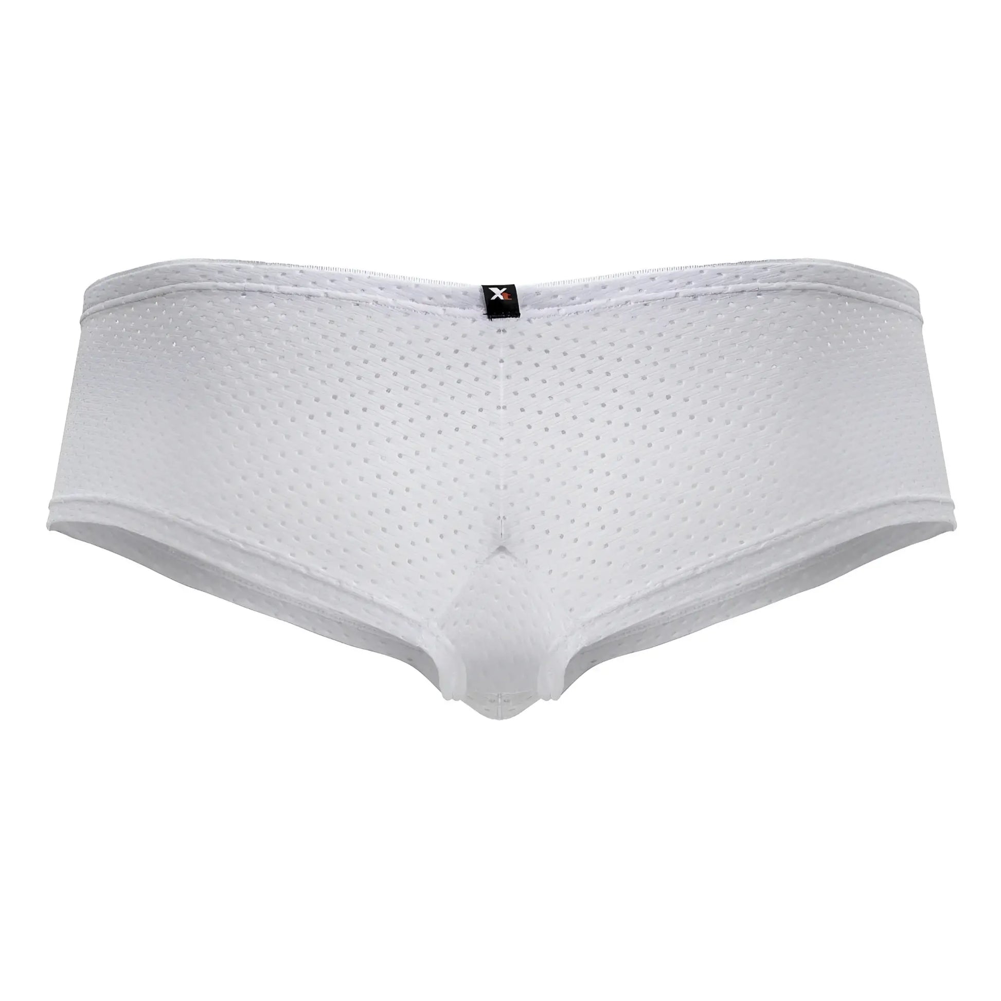 White xtremen 91216b microfiber trunks with subtle perforated texture mesh briefs and a black brand tag at waistband