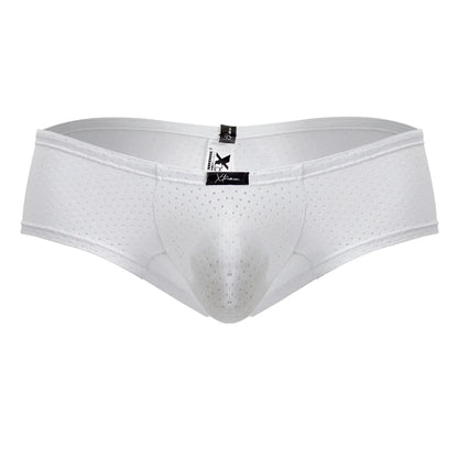 Xtremen 91216B white microfiber perforated mesh men’s trunks with supportive design and branded tags