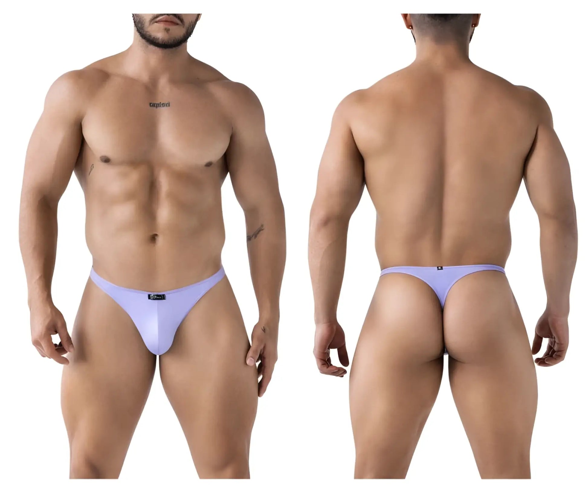 Lavender-colored microfiber thong with a small black logo on the front band xtremen 91217 microfibers