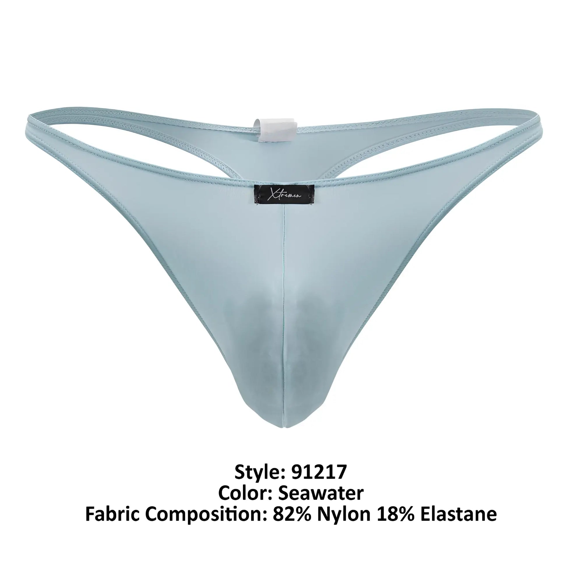Xtremen 91217 microfiber thong in seawater blue made of 82 nylon and 18 elastane fabric for comfortable wear