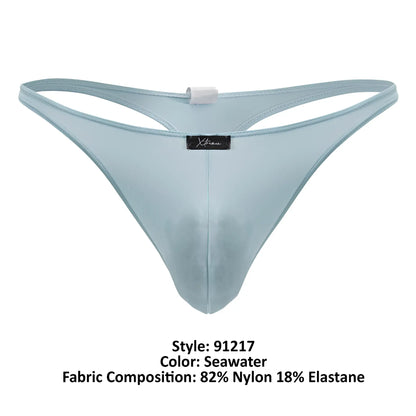 Xtremen 91217 microfiber thong in seawater blue made of 82 nylon and 18 elastane fabric for comfortable wear