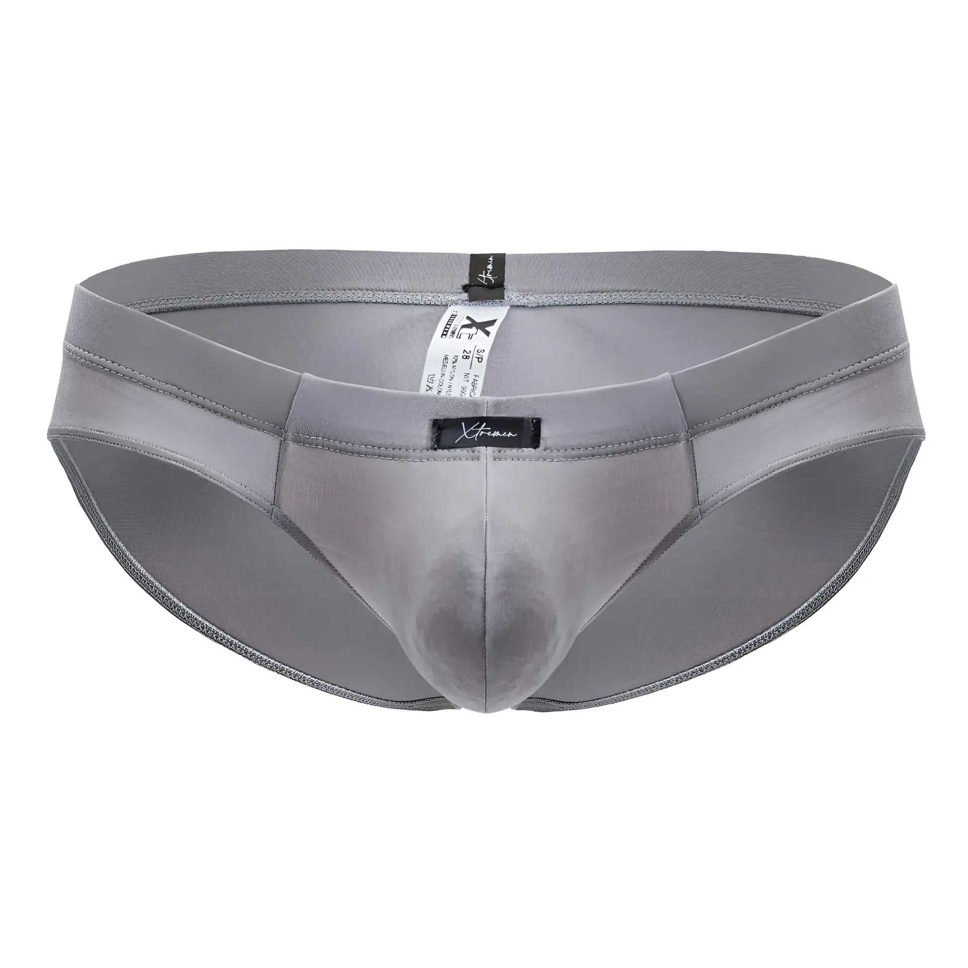 Xtremen 91218 microfiber briefs in gray with a smooth form-fitting design and subtle stitching details
