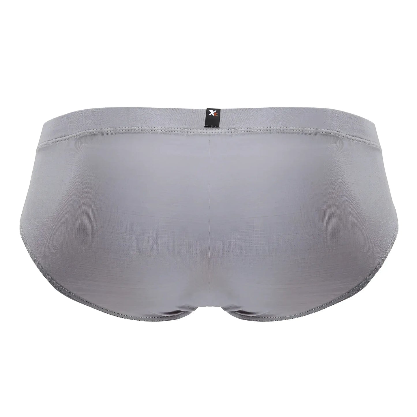 Gray xtremen 91218 microfiber men’s briefs with subtle textured fabric and small black brand tag at the waistband