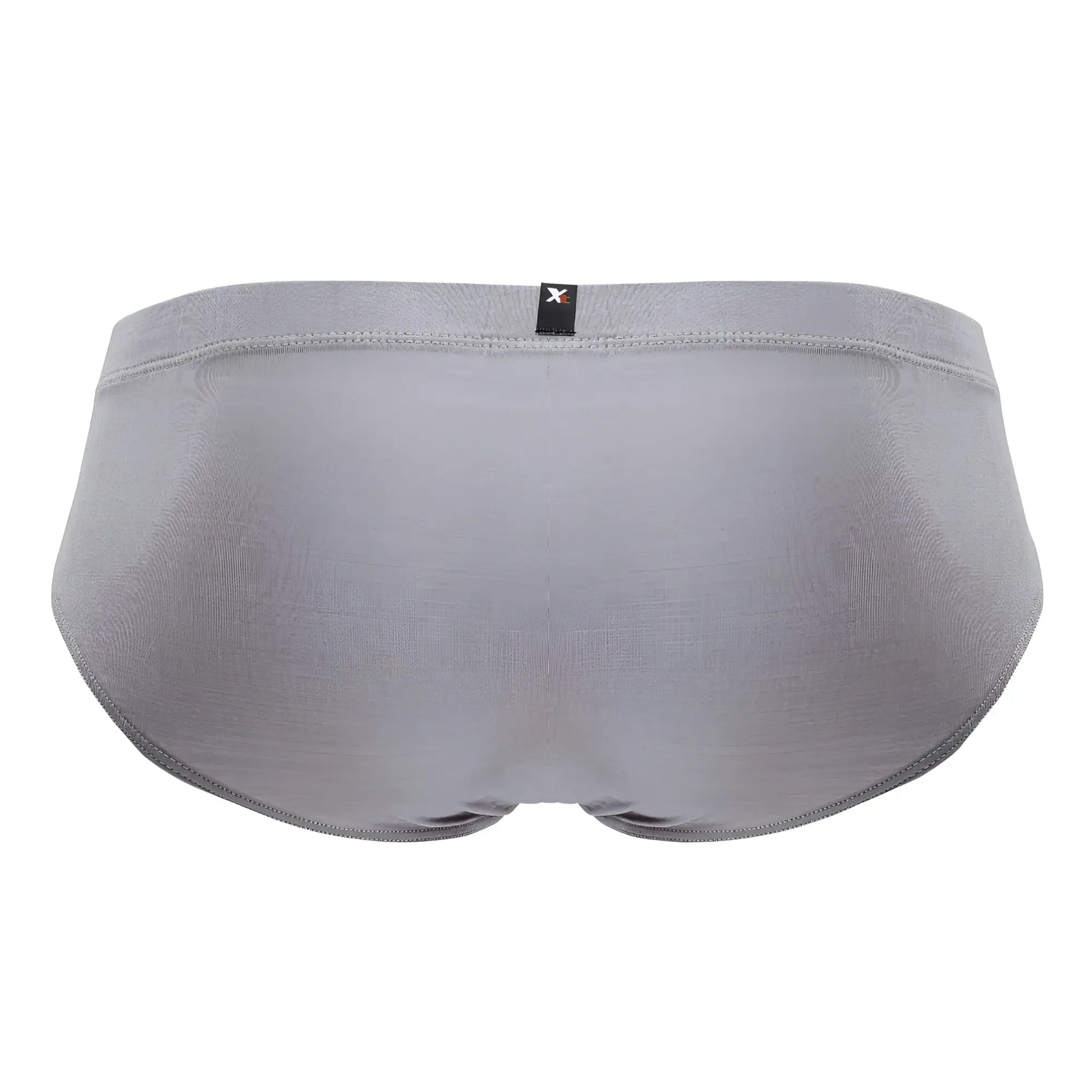 Gray xtremen 91218 microfiber men’s briefs with subtle textured fabric and small black brand tag at the waistband