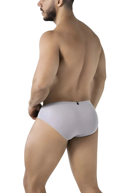 Gray Xtremen 91218 microfiber briefs with sleek form-fitting design and small black logo on the waistband