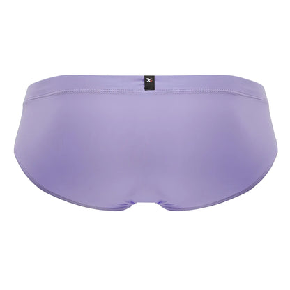 Lavender seamless microfiber briefs xtremen 91218 with subtle ribbed texture and black brand tag at the waistband