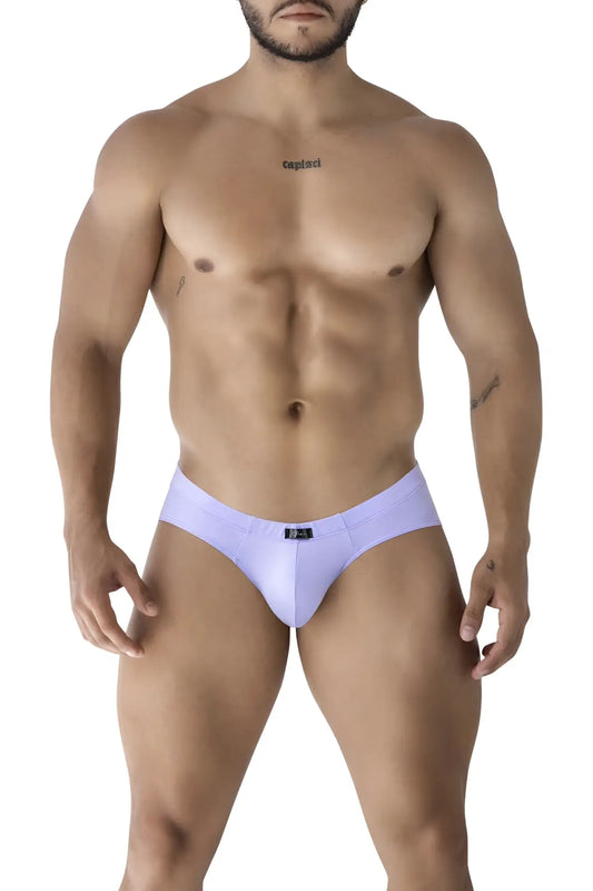 Xtremen 91218 microfiber briefs in lilac featuring a sleek, smooth fabric and a small black logo on the waistband