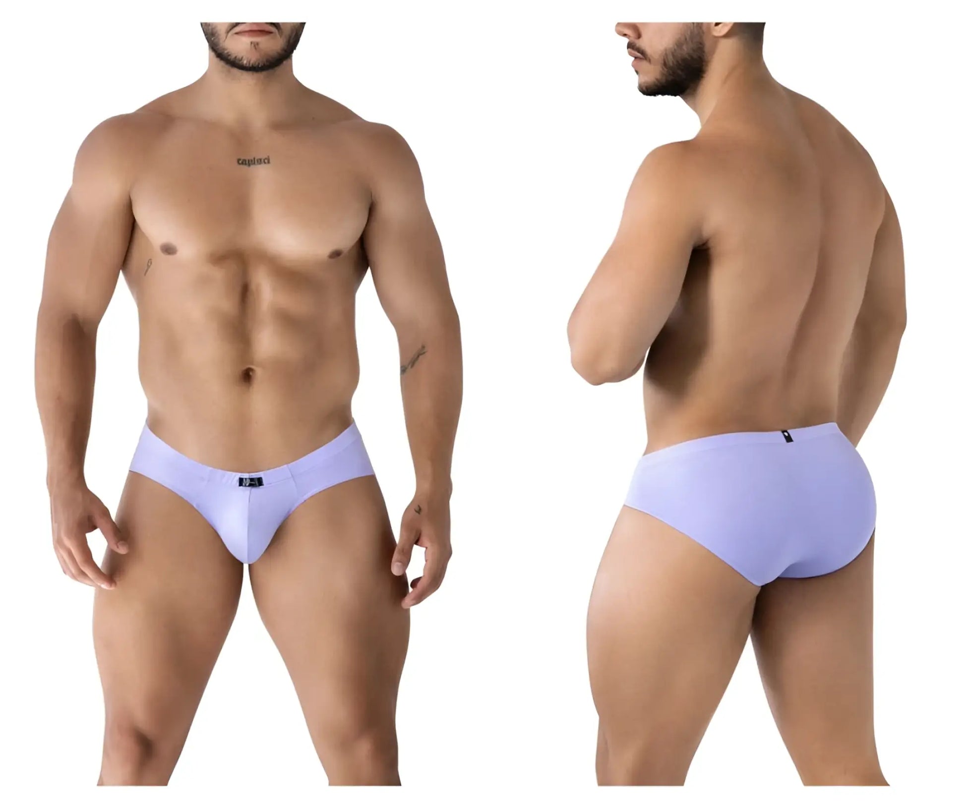 Xtremen 91218 microfiber lilac men’s briefs with a smooth, form-fitting design and small logo on the waistband