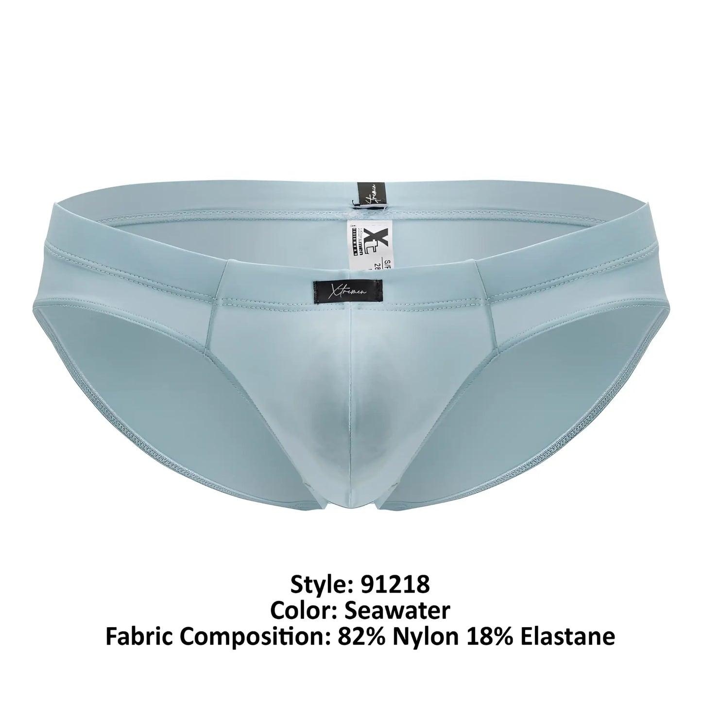 Light blue seawater color xtremen 91218 microfiber briefs made of 82% nylon and 18% elastane for men