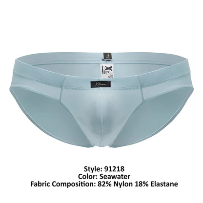 Light blue seawater color xtremen 91218 microfiber briefs made of 82% nylon and 18% elastane for men