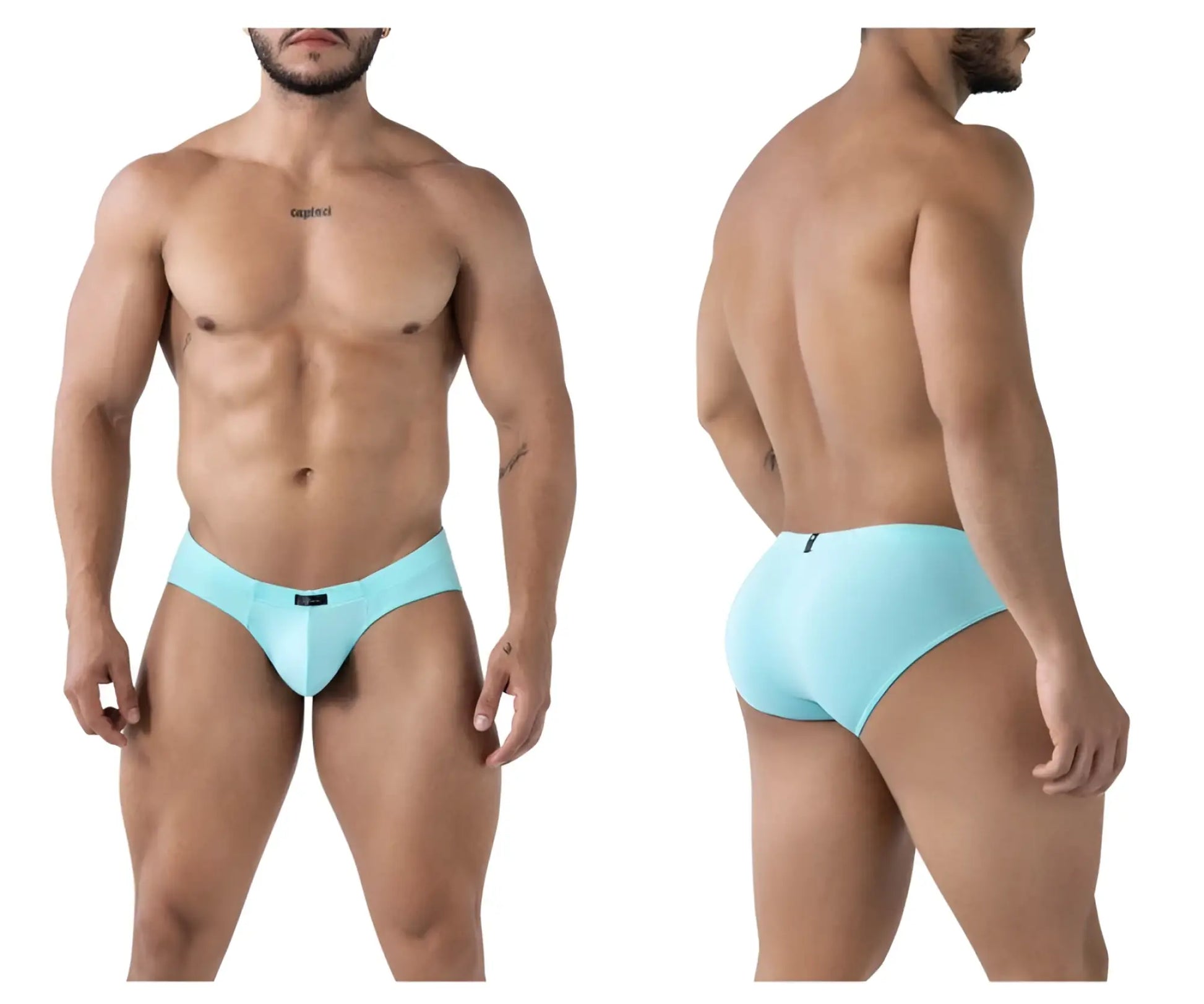 Light blue Xtremen 91218 microfiber briefs with sleek smooth fabric and a form fitting design