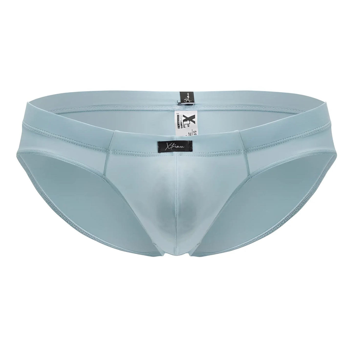 Light blue xtremen 91218 microfiber briefs with sleek satin finish and form-fitting design in seawater color