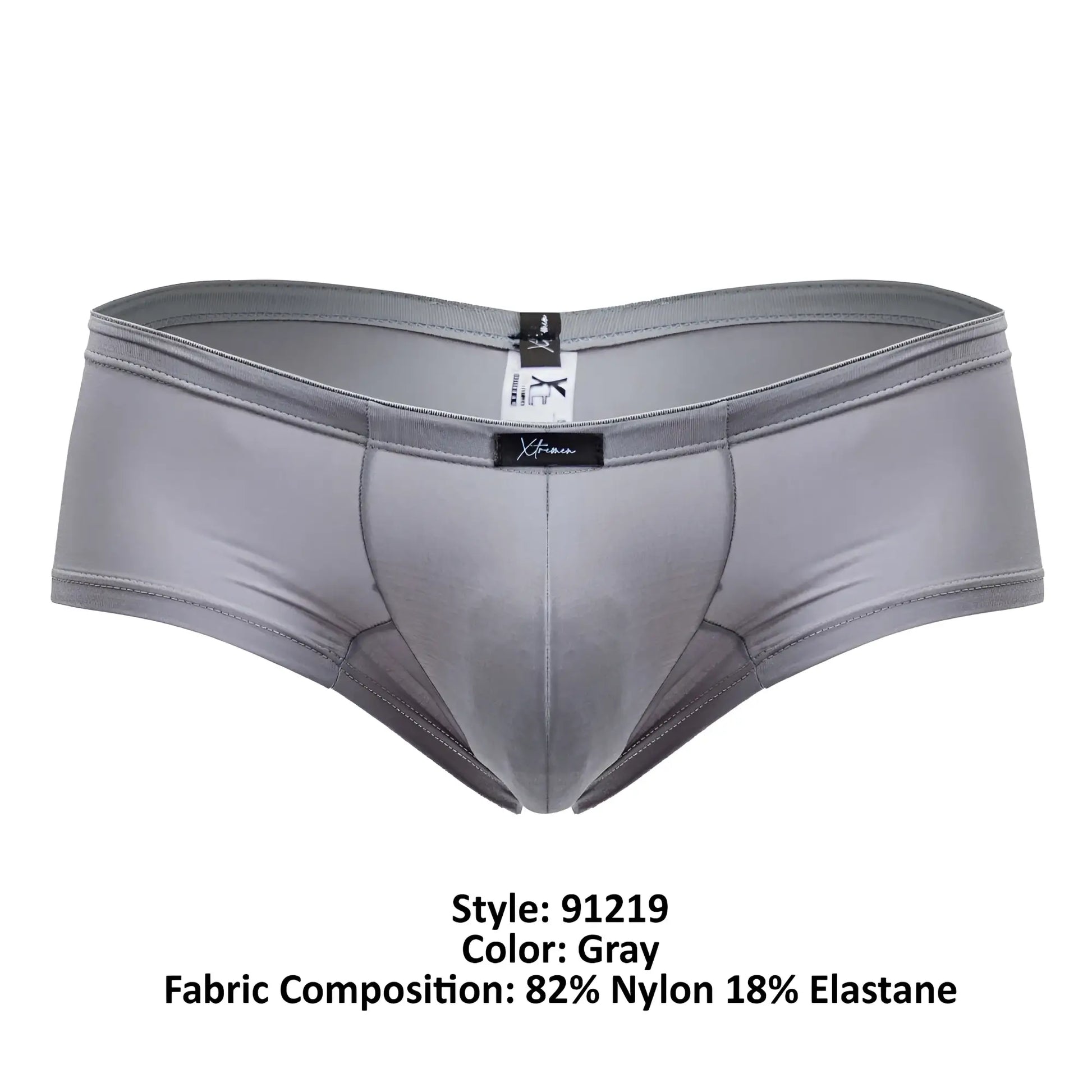 Gray xtremen 91219 microfiber trunks made of 82 nylon 18 elastane with a sleek form-fitting design and branded waistband