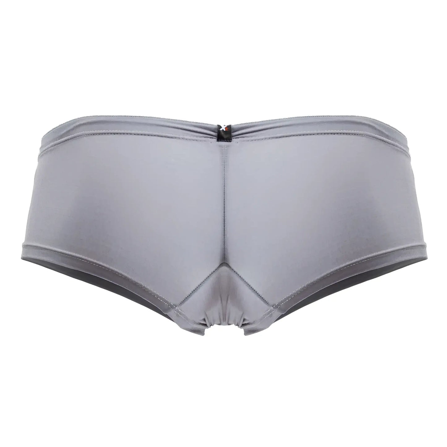Gray xtremen 91219 microfiber trunks showing back side with smooth stretchy fabric and central zipper detail