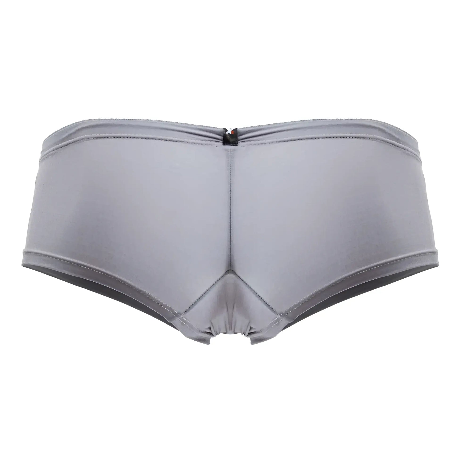 Gray xtremen 91219 microfiber trunks showing back side with smooth stretchy fabric and central zipper detail