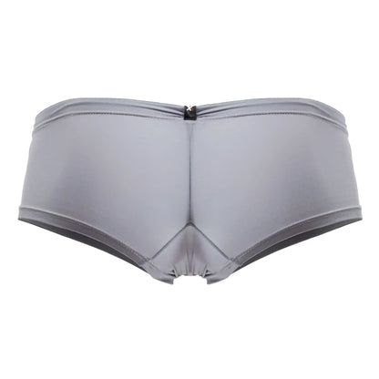 Gray xtremen 91219 microfiber trunks showing back side with smooth stretchy fabric and central zipper detail