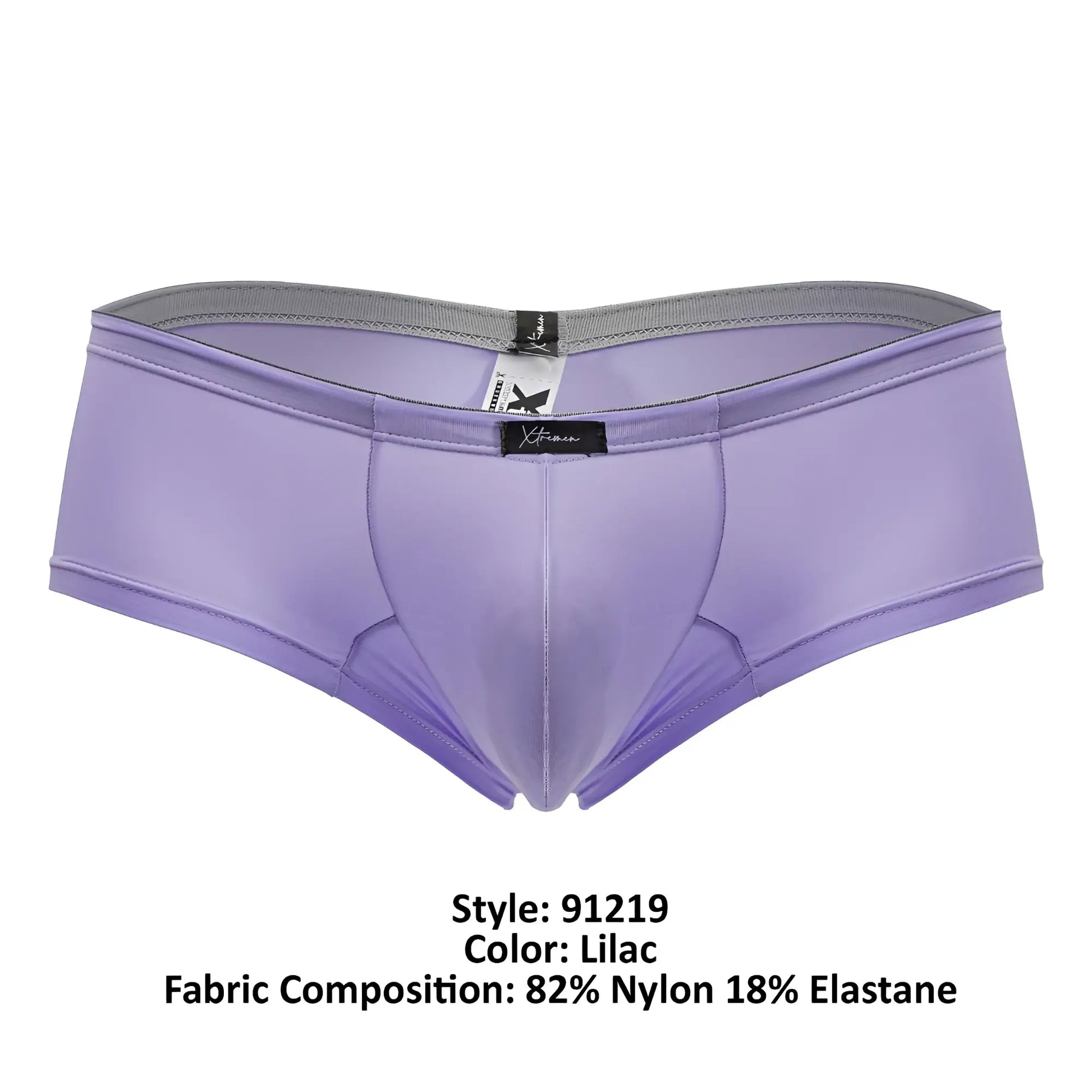 Lilac xtremen 91219 microfiber trunks for men in a smooth nylon and elastane blend form-fitting design