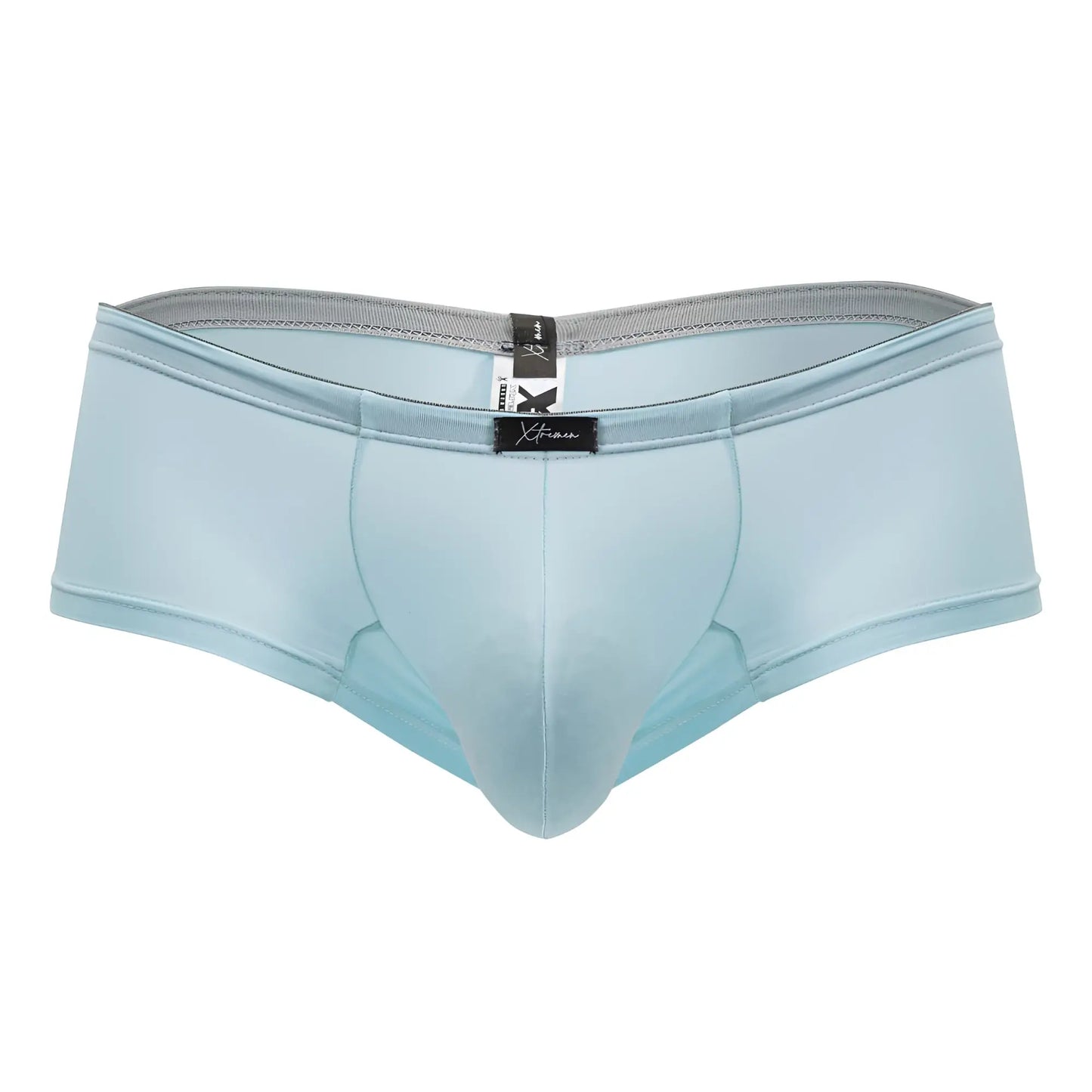 Xtremen 91219 seawater microfiber trunks in light blue with smooth texture gray waistband and black brand tags
