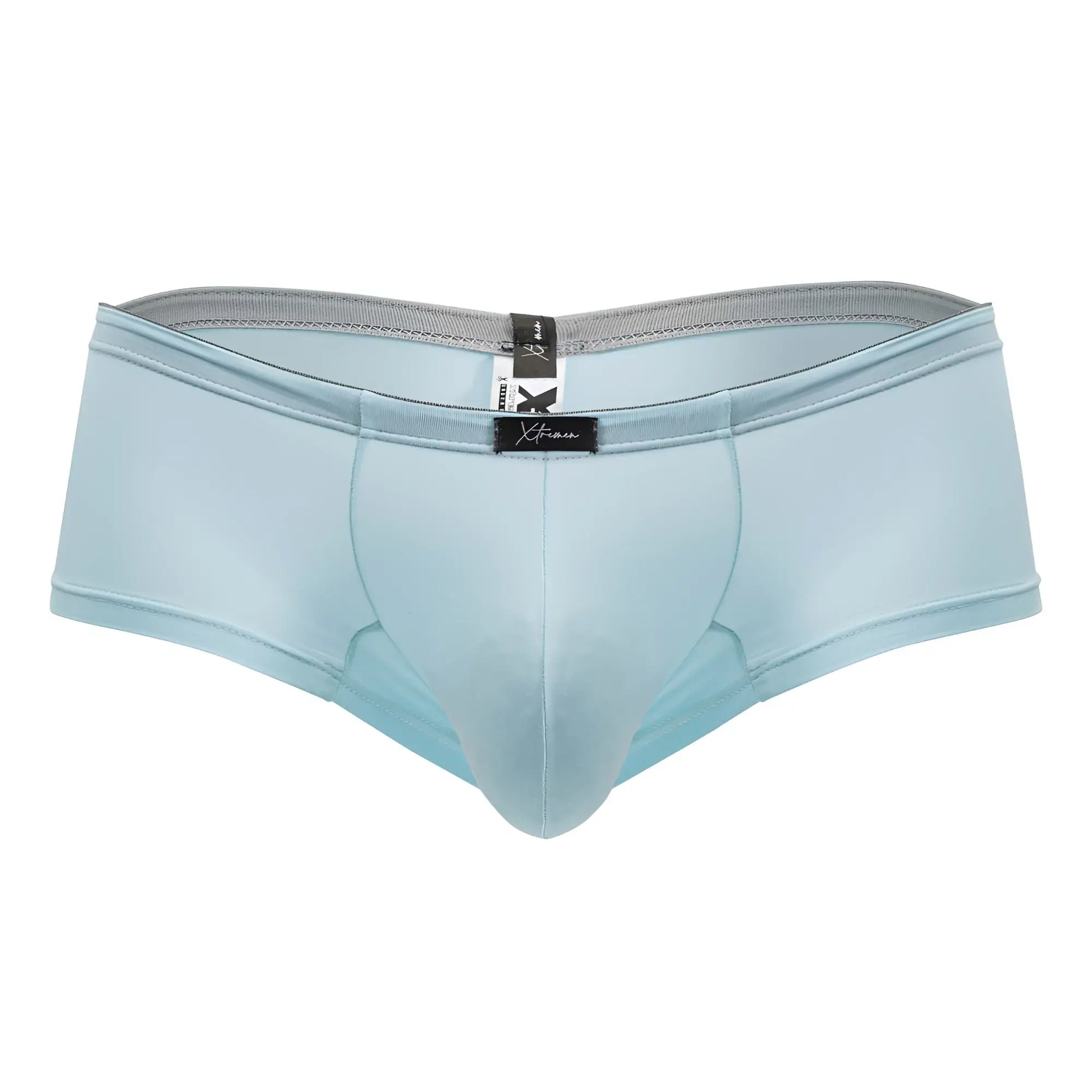 Xtremen 91219 seawater microfiber trunks in light blue with smooth texture gray waistband and black brand tags