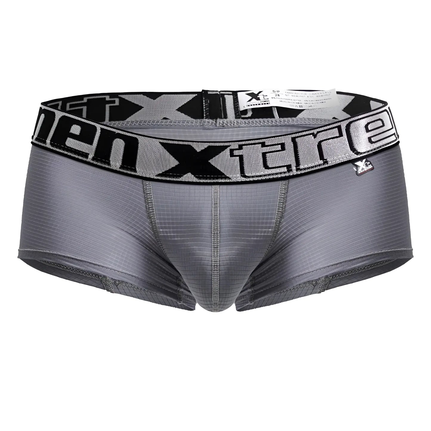 Gray xtremen 91222 microfiber men’s briefs with black and gray elastic waistband featuring xtreme logo in bold lettering