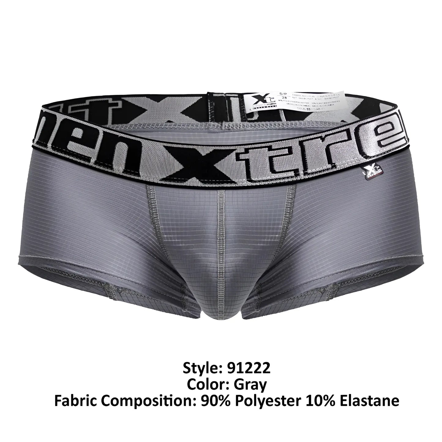 Gray xtremen 91222 microfiber trunks with black and gray xtreme logo waistband made of 90 polyester 10 elastane
