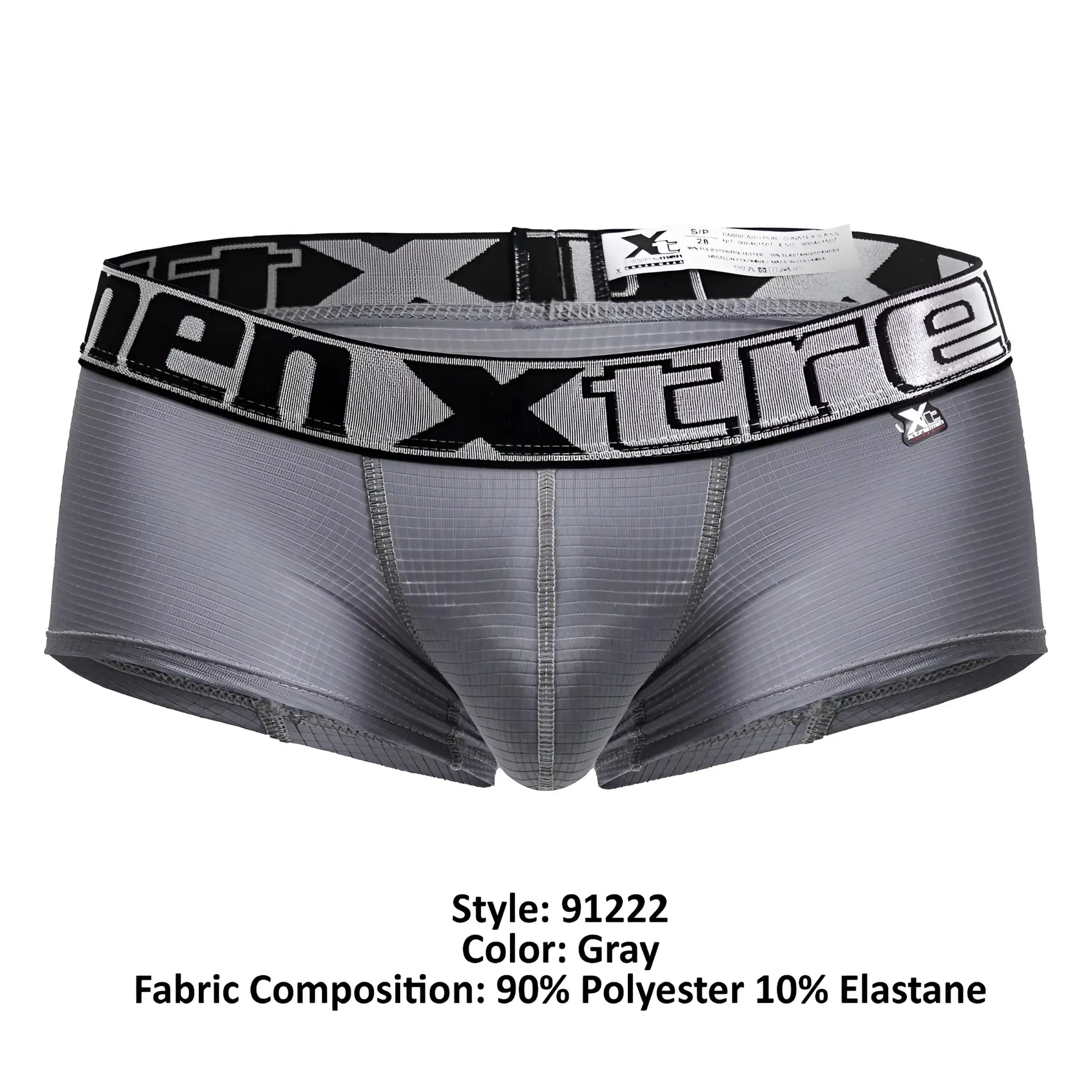 Gray xtremen 91222 microfiber trunks with black and gray xtreme logo waistband made of 90 polyester 10 elastane