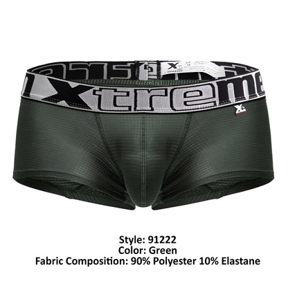 Xtremen 91222 microfiber trunks in dark green with black and white extreme patterned waistband for men