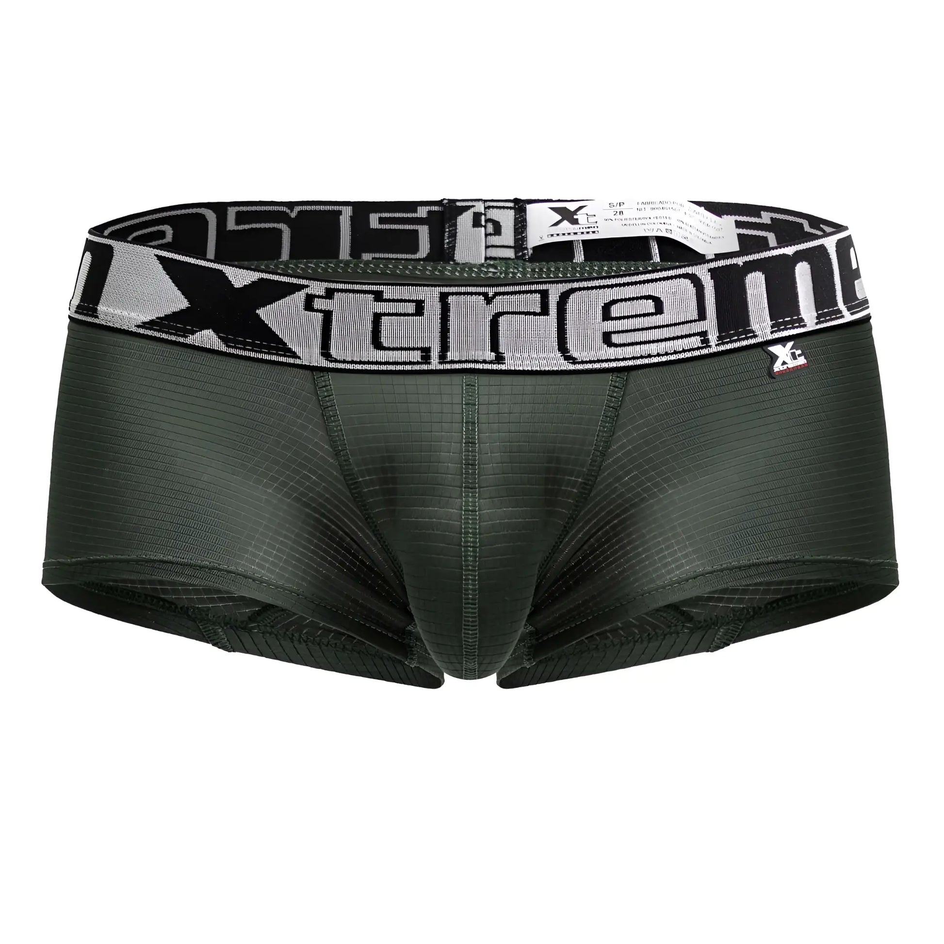 Dark green xtremen 91222 microfiber trunks with black and silver xtreme branded waistband for men