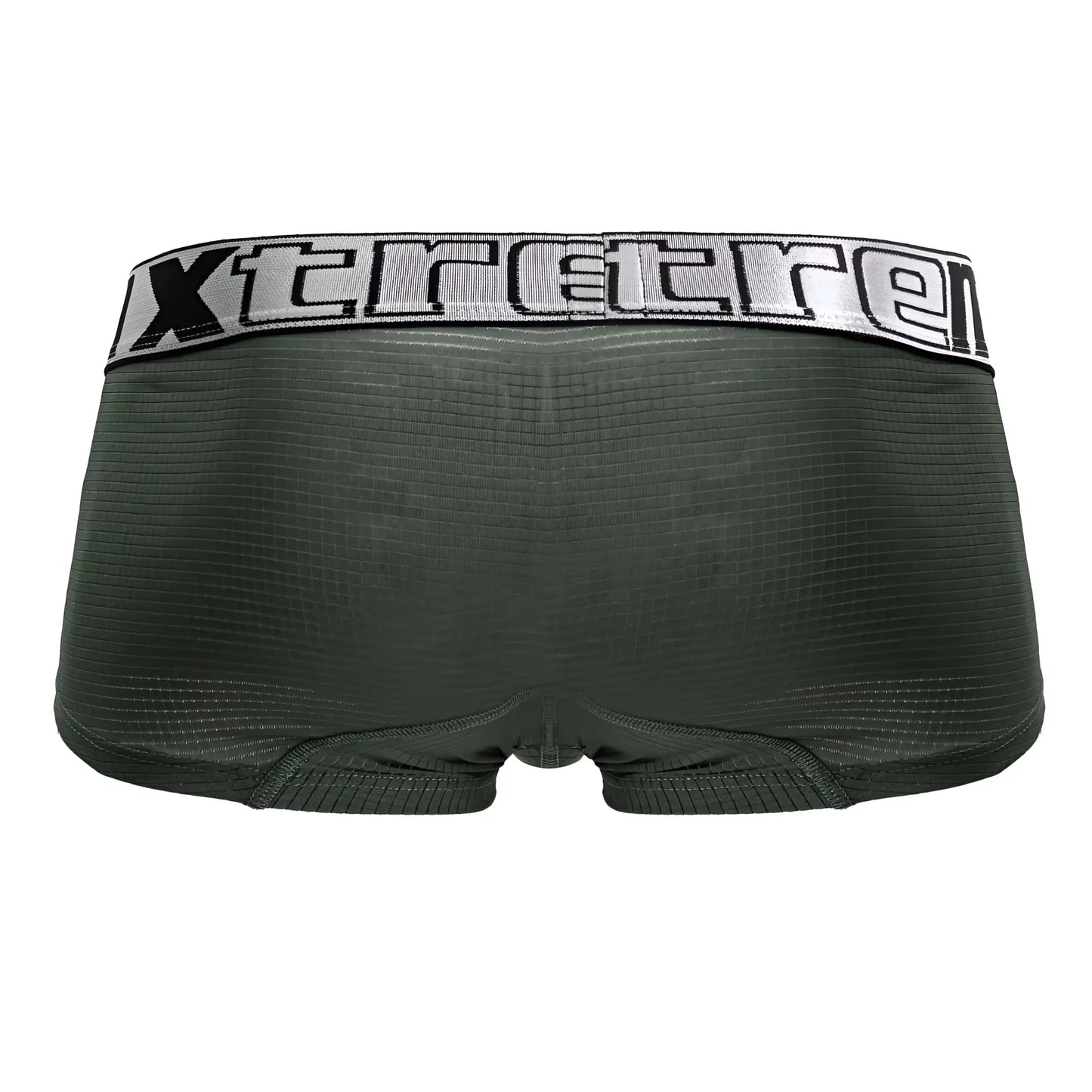 Dark green xtremen 91222 microfiber trunks with textured fabric and silver black elastic waistband with xtreme logo