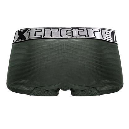 Dark green xtremen 91222 microfiber trunks with textured fabric and silver black elastic waistband with xtreme logo