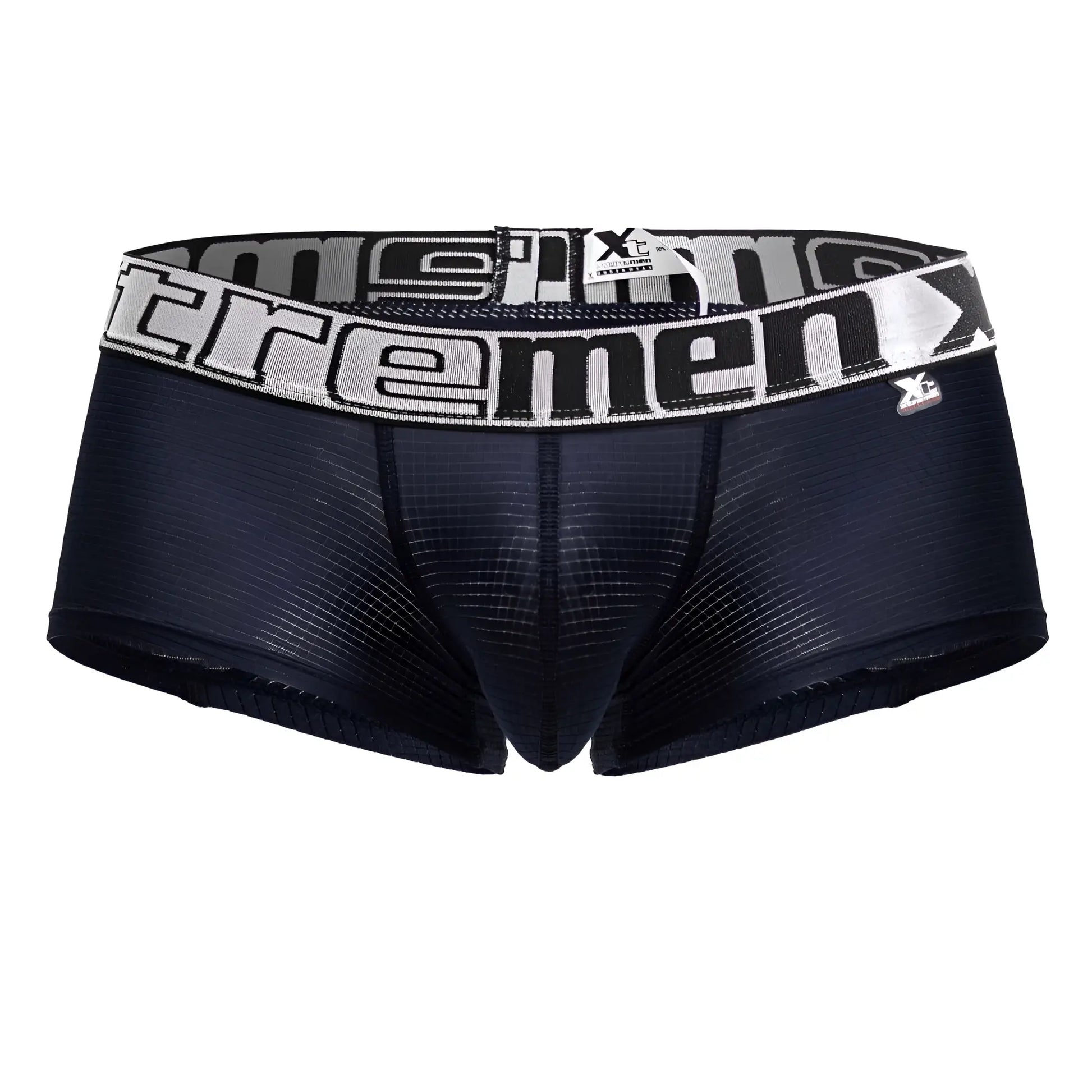 Navy xtremen 91222 men’s microfiber trunks with textured mesh fabric and bold white extreme waistband