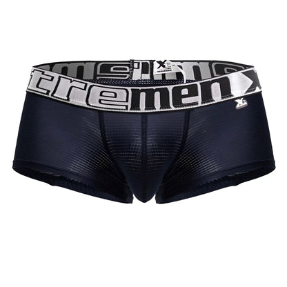 Navy xtremen 91222 men’s microfiber trunks with textured mesh fabric and bold white extreme waistband