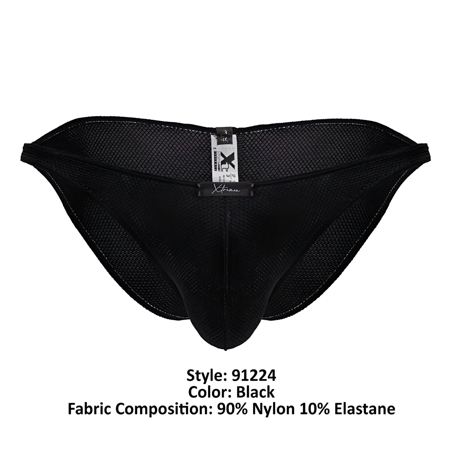 Black mesh briefs xtremen 91224 microfiber bikini in black made of 90 nylon 10 elastane with reinforced stitching