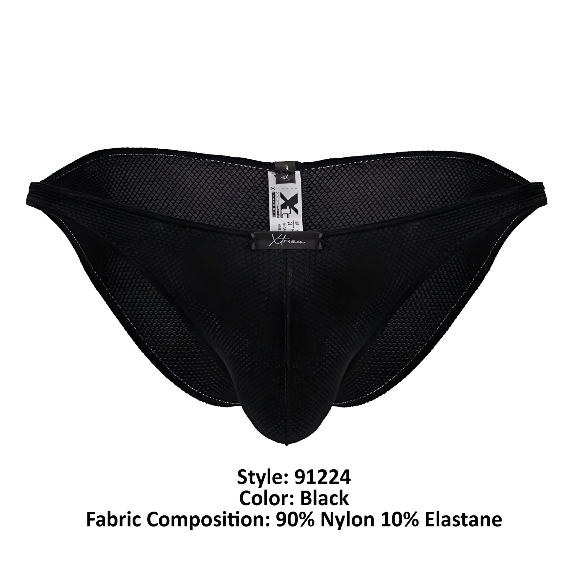 Black mesh briefs xtremen 91224 microfiber bikini in black made of 90 nylon 10 elastane with reinforced stitching