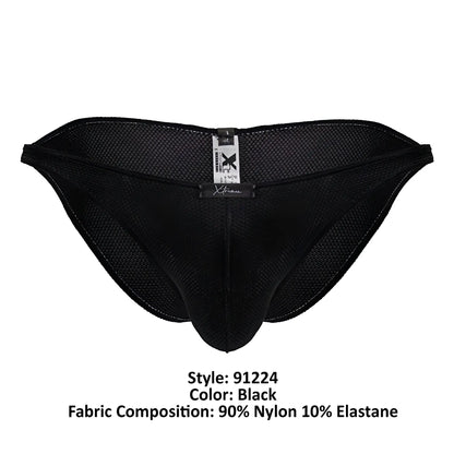 Black mesh briefs xtremen 91224 microfiber bikini in black made of 90 nylon 10 elastane with reinforced stitching
