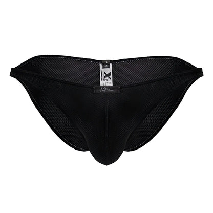 Xtremen 91224 microfiber bikini black mesh briefs with sleek form-fitting design and branded waistband tag