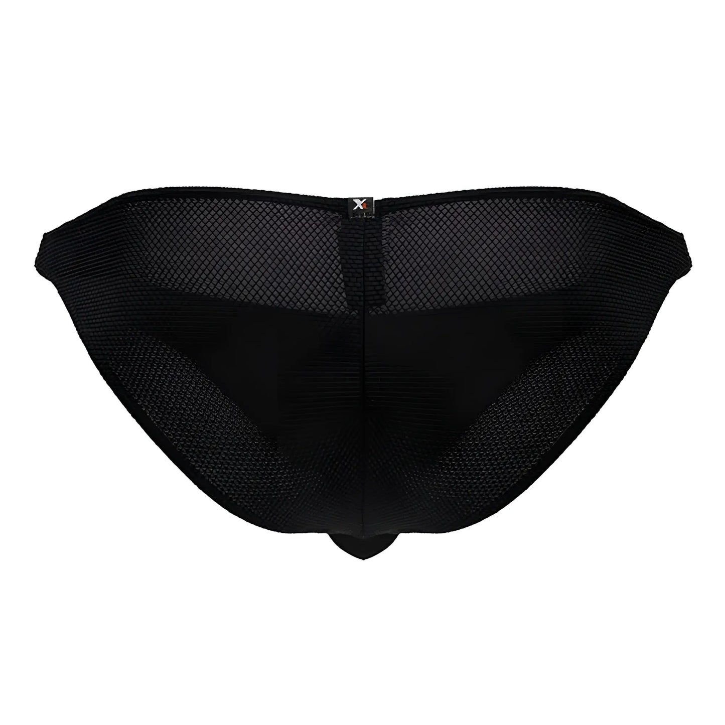Xtremen 91224 microfiber bikini black mesh briefs with subtle diamond pattern and small branded tag on back