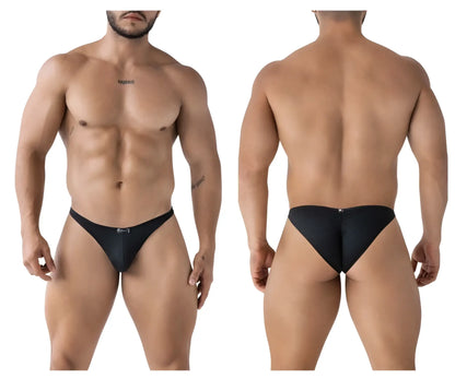 Black xtremen 91224 microfiber bikini briefs with subtle pattern and small front logo for comfortable everyday wear
