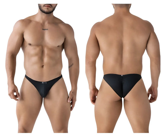 Black xtremen 91224 microfiber bikini briefs with subtle pattern and small front logo for comfortable everyday wear