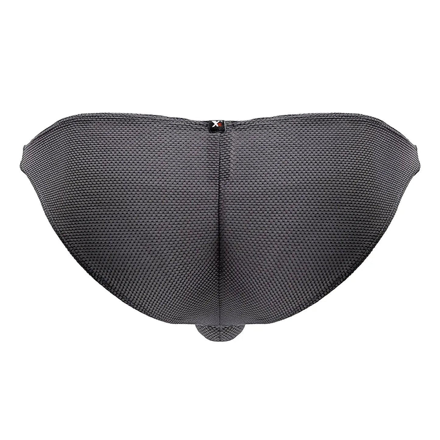 Dark gray xtremen 91224 microfiber bikini briefs with textured mesh fabric subtle central seam and branded waistband tag
