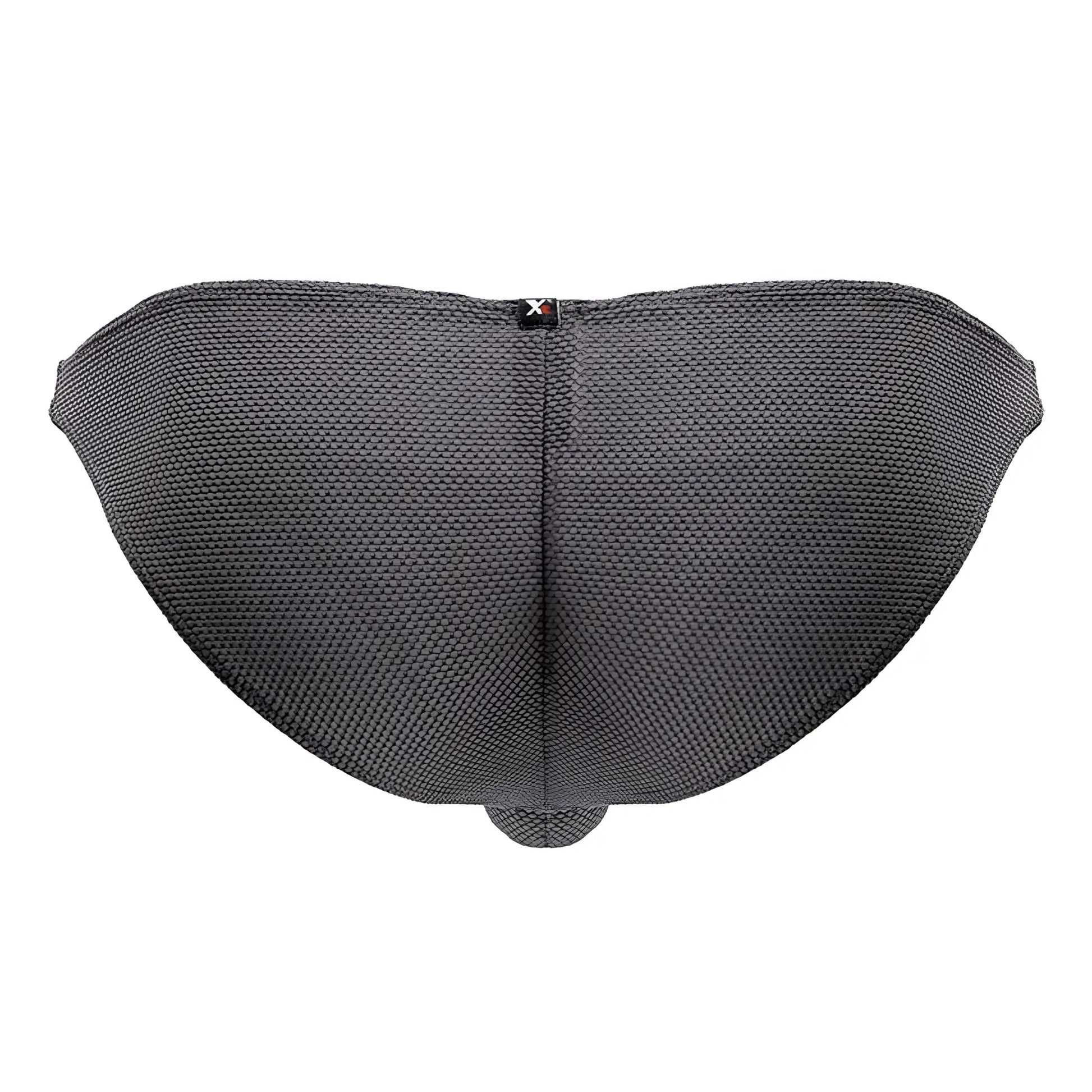 Dark gray xtremen 91224 microfiber bikini briefs with textured mesh fabric subtle central seam and branded waistband tag