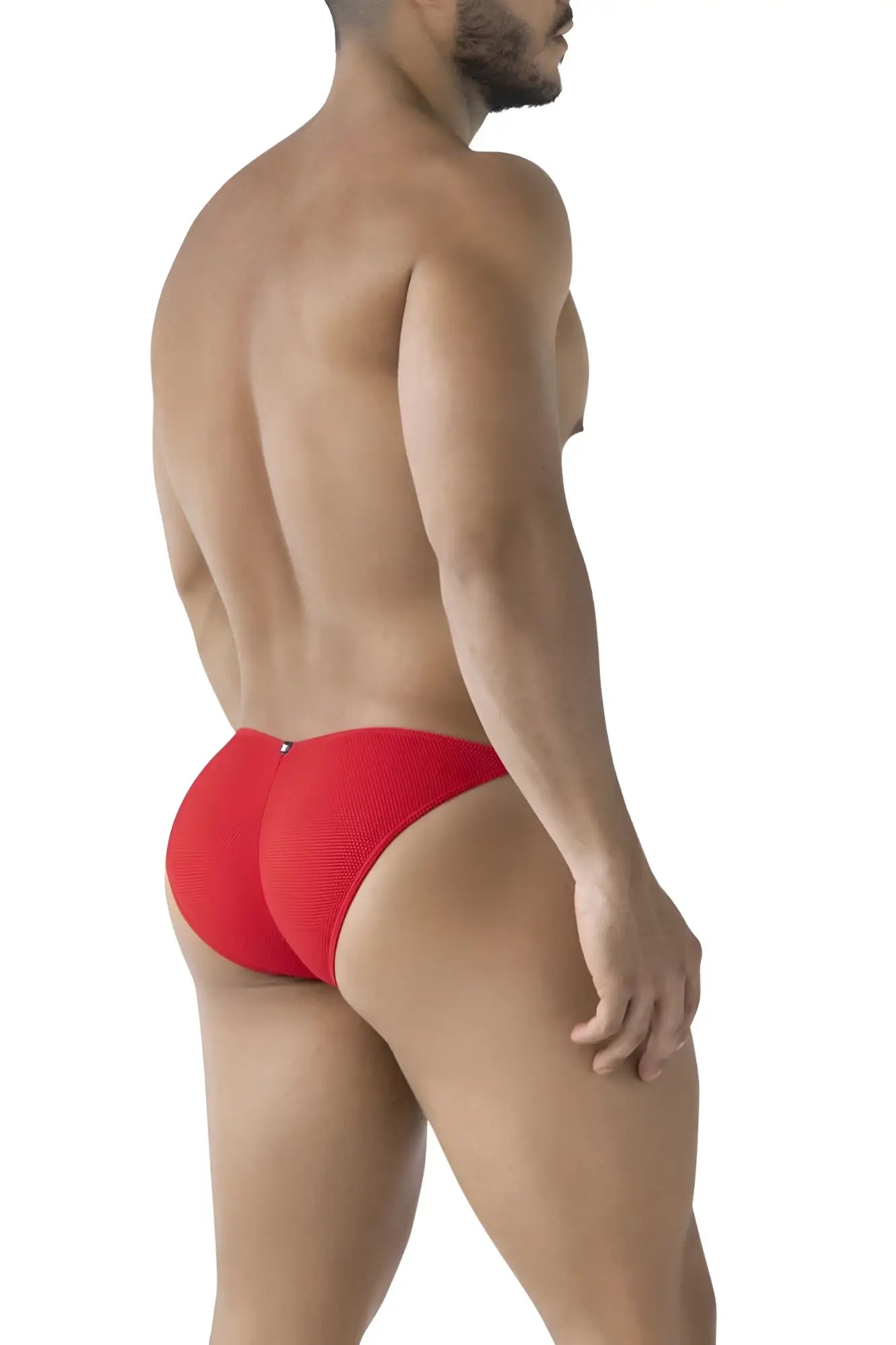 Red textured microfiber briefs xtremen 91224 microfiber bikini in red showing front view